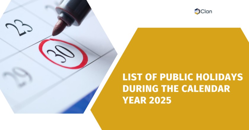 List of Public Holidays during the Calendar Year 2025